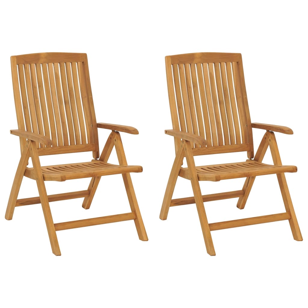 vidaXL Gartenstühle 2 Stk. Verstellbar Massivholz Teak