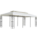 vidaXL Pavillon mit Doppeldach Weiß 6x3 m Stahl