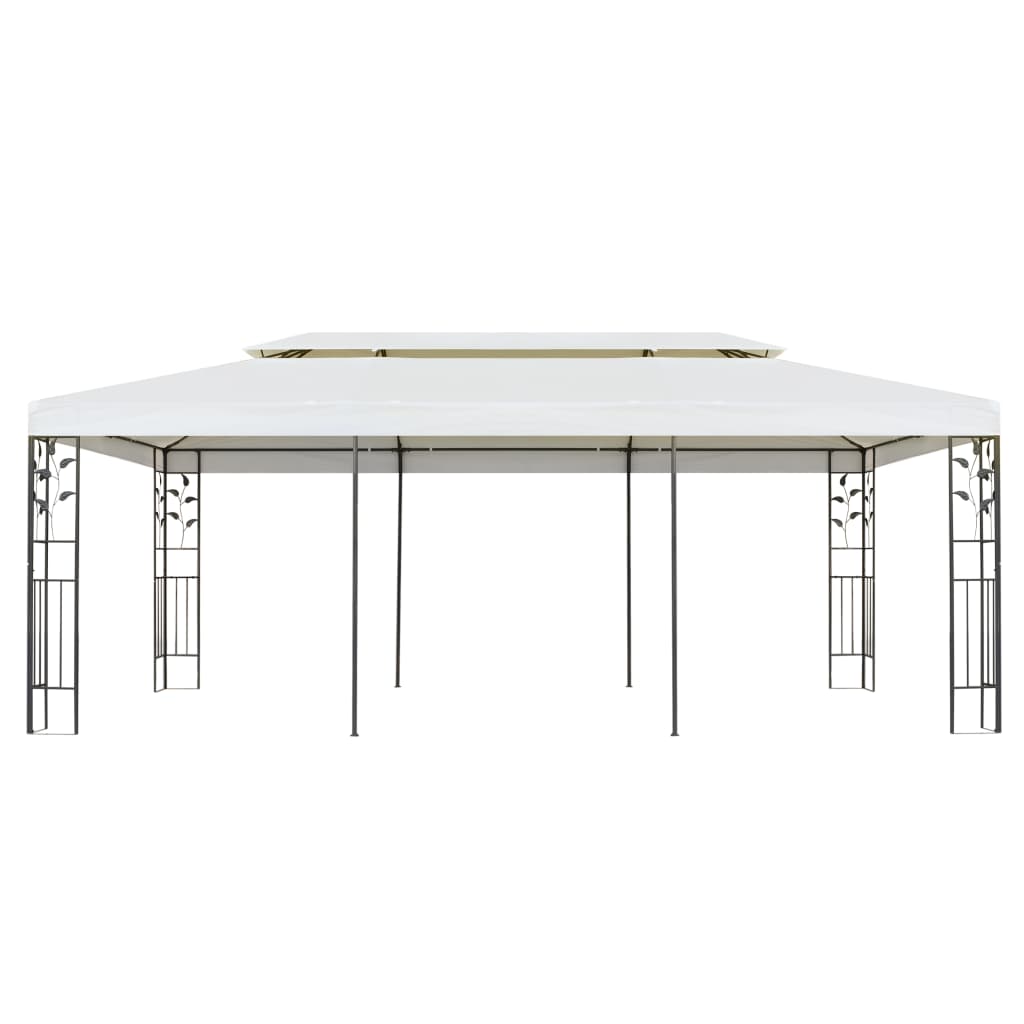 vidaXL Pavillon mit Doppeldach Weiß 6x3 m Stahl