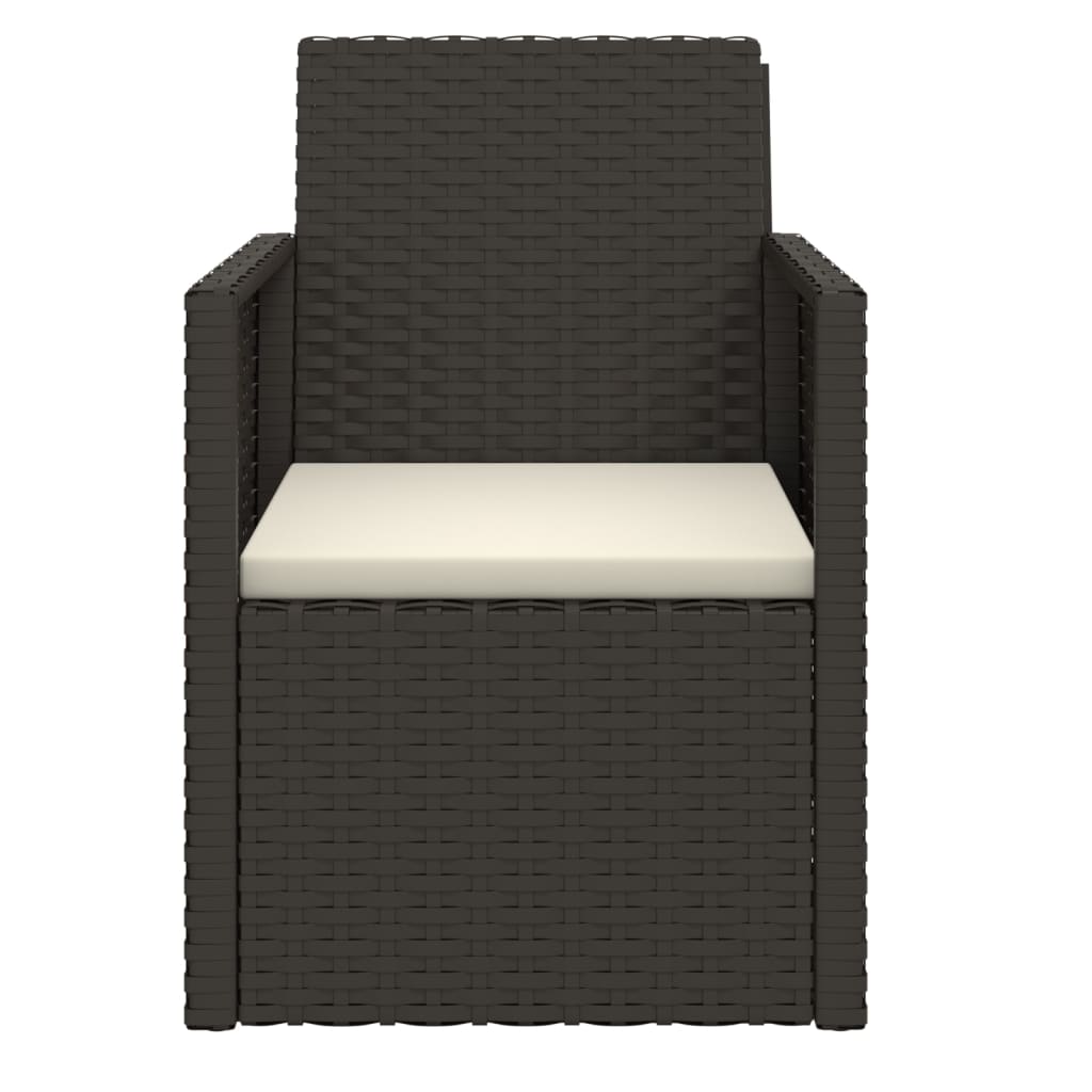 vidaXL Gartensessel mit Kissen Schwarz Poly Rattan