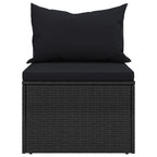 vidaXL Garten-Mittelsofas mit Kissen 2 Stk. Schwarz Poly Rattan