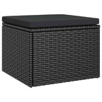 vidaXL 3-Sitzer-Gartensofa mit Dach und Fußhocker Schwarz Poly Rattan