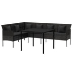vidaXL 2-tlg. Garten-Essgruppe mit Kissen Schwarz Poly Rattan
