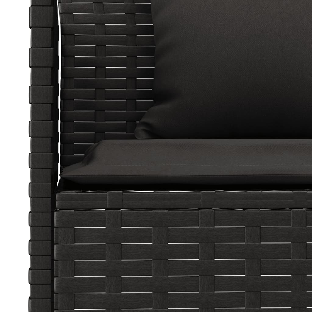 vidaXL 2-tlg. Garten-Essgruppe mit Kissen Schwarz Poly Rattan