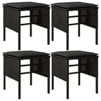vidaXL Gartenhocker mit Kissen 4 Stk. Schwarz Poly Rattan