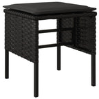 vidaXL Gartenhocker mit Kissen 4 Stk. Schwarz Poly Rattan