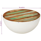 vidaXL Couchtisch Schalenförmig Weiß Ø50x24 cm Altholz Massiv