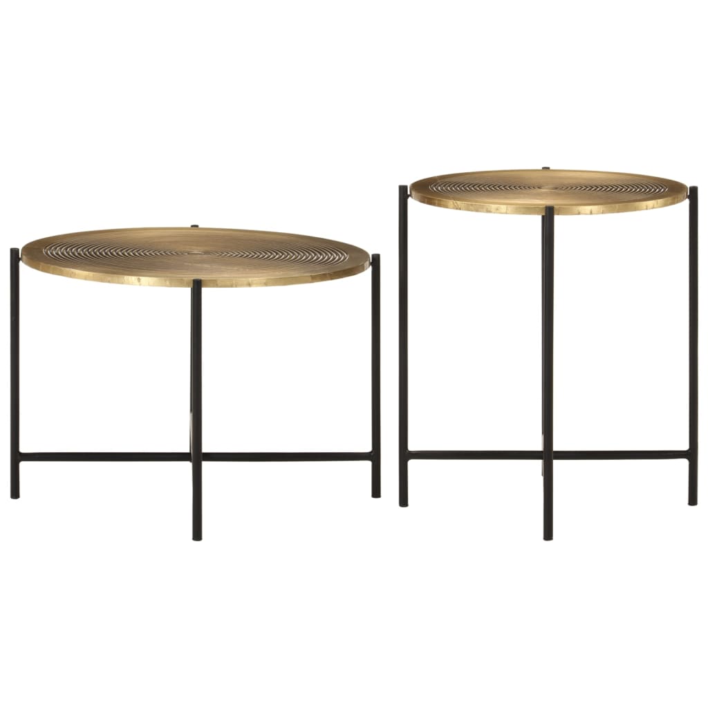 vidaXL Couchtische 2 Stk. Messing und Metall Schwarz