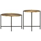 vidaXL Couchtische 2 Stk. Messing und Metall Schwarz