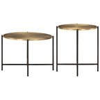 vidaXL Couchtische 2 Stk. Messing und Metall Schwarz