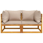 vidaXL Modular-Ecksofas 2 Stk. mit Kissen Taupe Massivholz Akazie