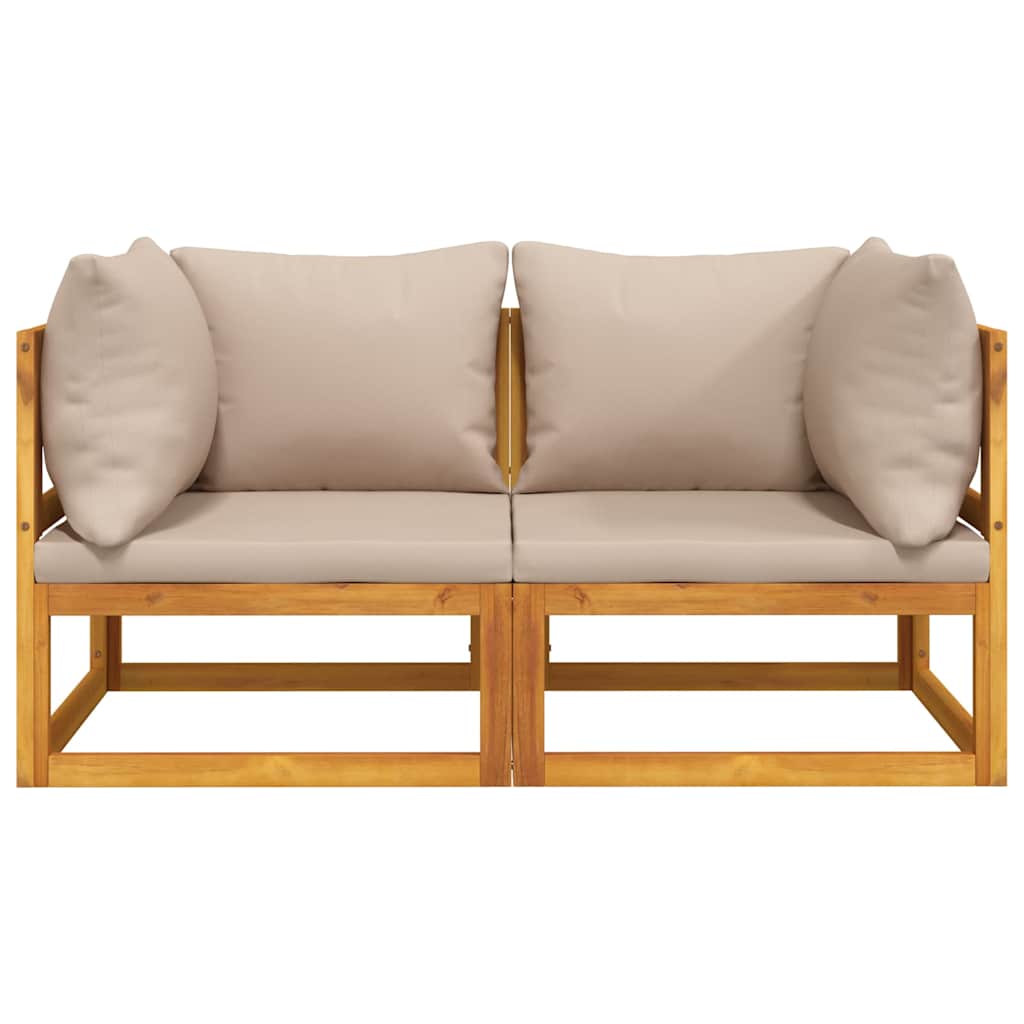 vidaXL Modular-Ecksofas 2 Stk. mit Kissen Taupe Massivholz Akazie