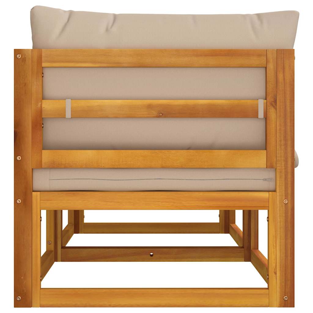 vidaXL Modular-Ecksofas 2 Stk. mit Kissen Taupe Massivholz Akazie