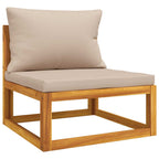 vidaXL Garten-Mittelsofa mit Taupe Kissen Massivholz Akazie