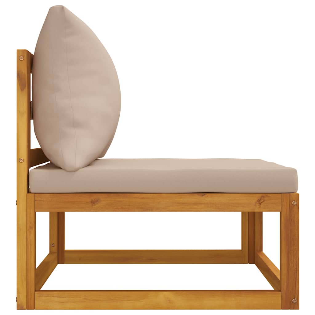 vidaXL Garten-Mittelsofa mit Taupe Kissen Massivholz Akazie