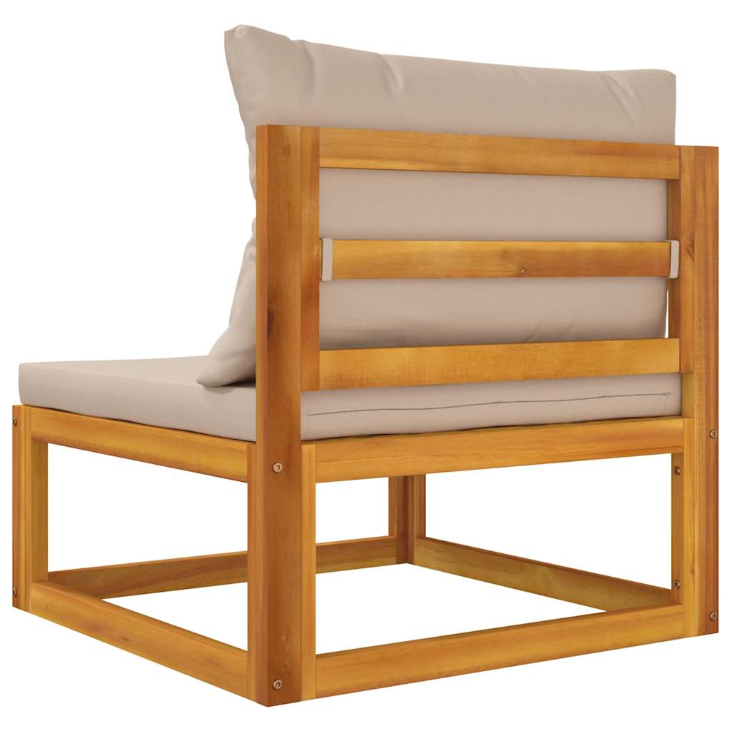 vidaXL Garten-Mittelsofa mit Taupe Kissen Massivholz Akazie