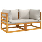 vidaXL Modular-Ecksofas 2 Stk. mit Hellgrauen Kissen Massivholz Akazie