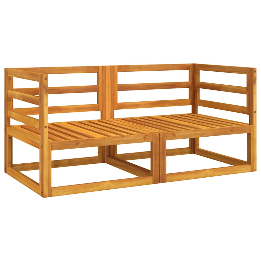 vidaXL Modular-Ecksofas 2 Stk. mit Grünen Kissen Massivholz Akazie