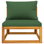 vidaXL Garten-Mittelsofa mit Grünen Kissen Massivholz Akazie