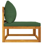 vidaXL Garten-Mittelsofa mit Grünen Kissen Massivholz Akazie