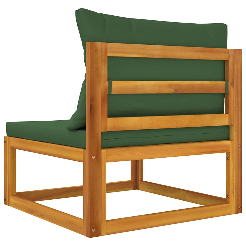 vidaXL Garten-Mittelsofa mit Grünen Kissen Massivholz Akazie