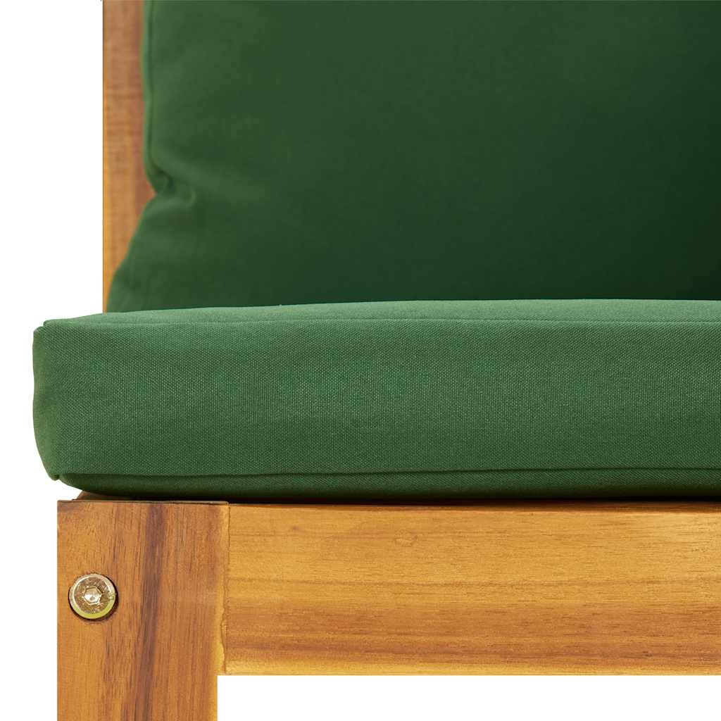 vidaXL Garten-Mittelsofa mit Grünen Kissen Massivholz Akazie