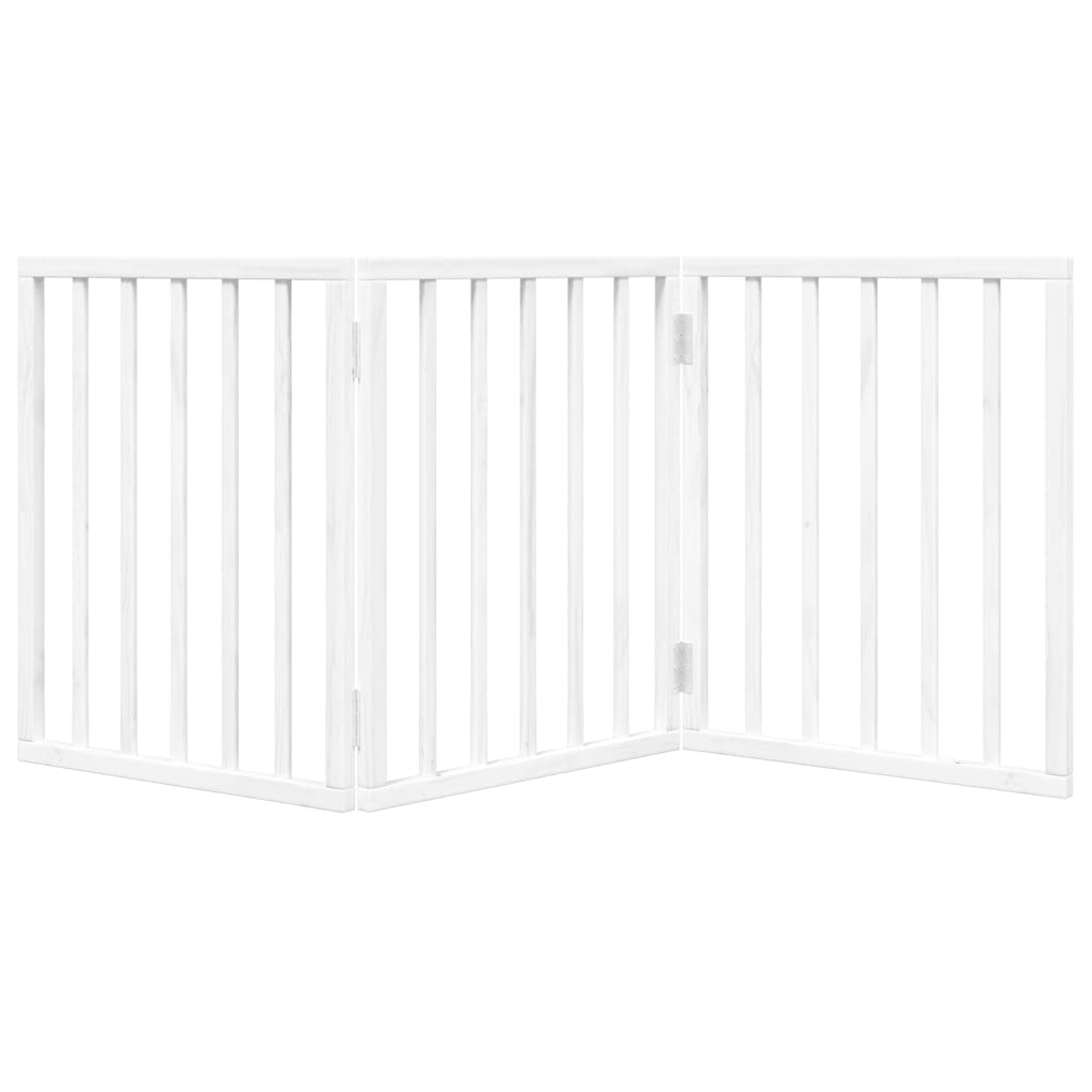 vidaXL 3-tlg. Hundetor Faltbar Weiß 150 cm Pappelholz