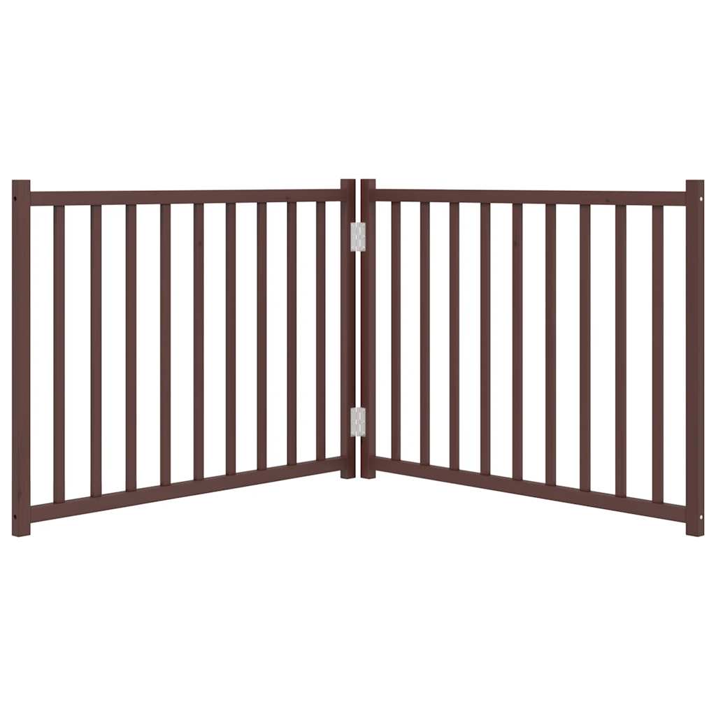 vidaXL 2-tlg. Hundetor Faltbar Braun Eiche 160 cm Massivholz Tanne