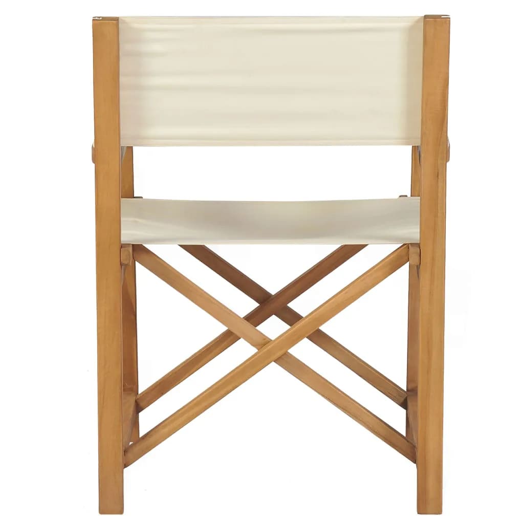 vidaXL Regiestühle 2 Stk. Klappbar Creme Massivholz Teak