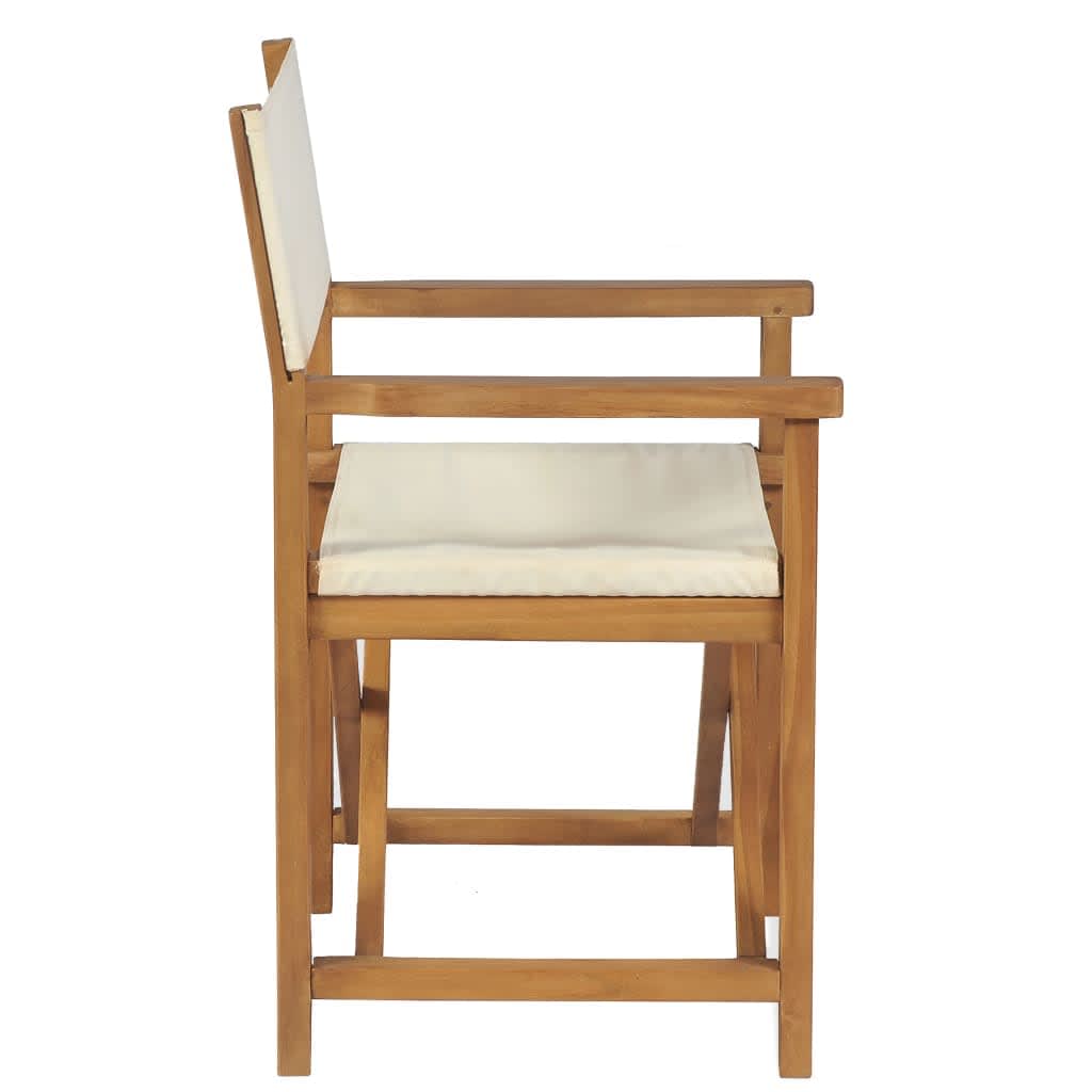 vidaXL Regiestühle 2 Stk. Klappbar Creme Massivholz Teak