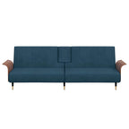 vidaXL Schlafsofa mit Getränkehaltern Blau Samt