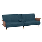 vidaXL Schlafsofa mit Getränkehaltern Blau Samt