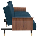 vidaXL Schlafsofa mit Getränkehaltern Blau Samt