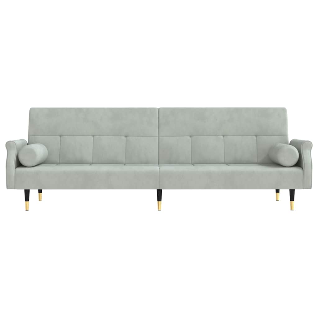 vidaXL Schlafsofa mit Kissen Hellgrau Samt