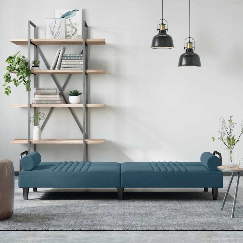 vidaXL Schlafsofa mit Armlehnen Blau Samt