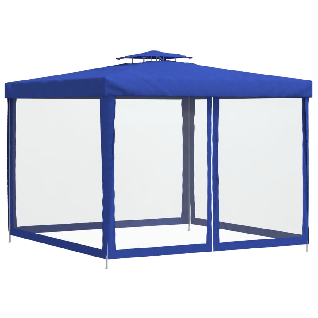 vidaXL Pavillon mit Doppeldach Blau 3x3x2,68 m Stoff