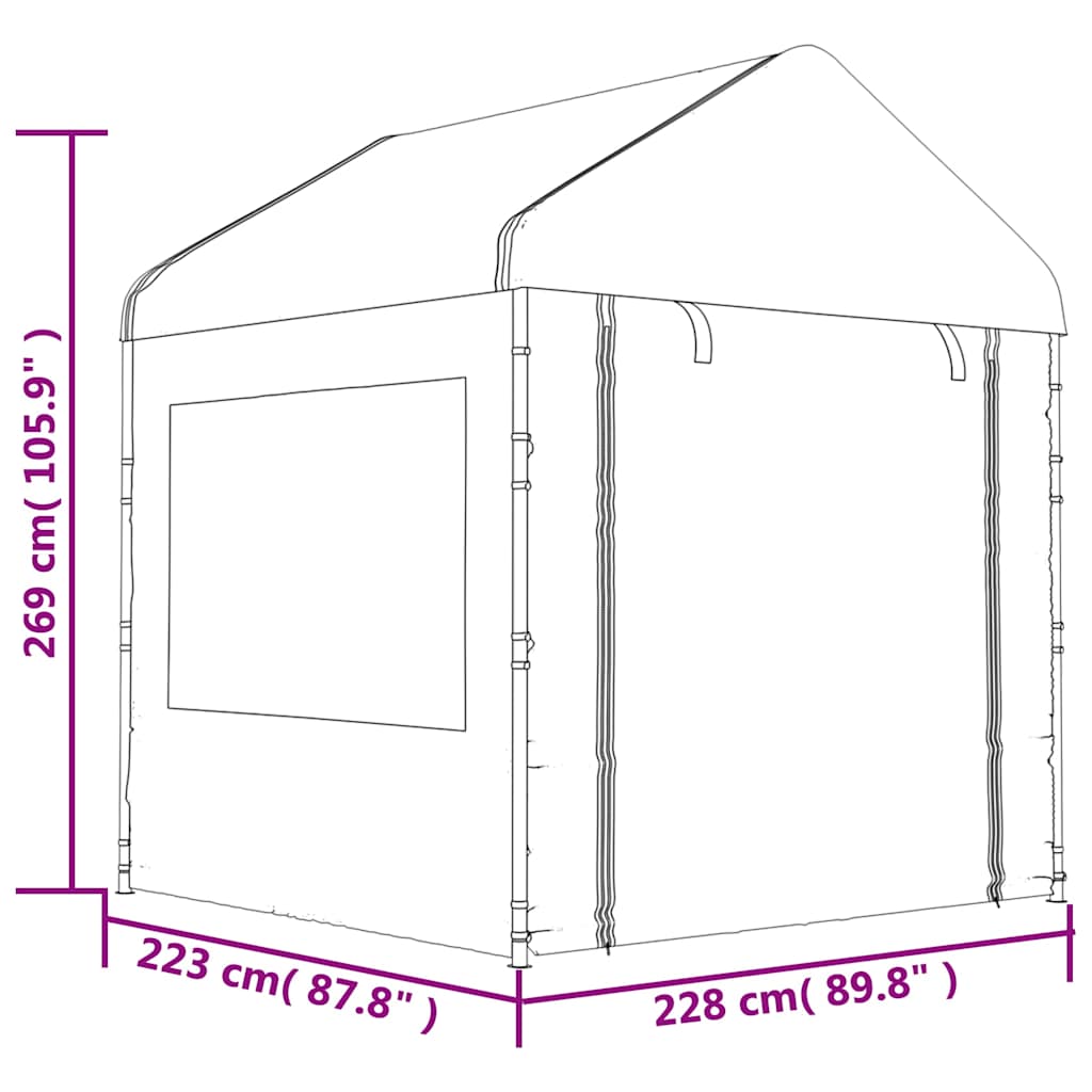 vidaXL Pavillon mit Dach Weiß 2,28x2,23x2,69 m Polyethylen