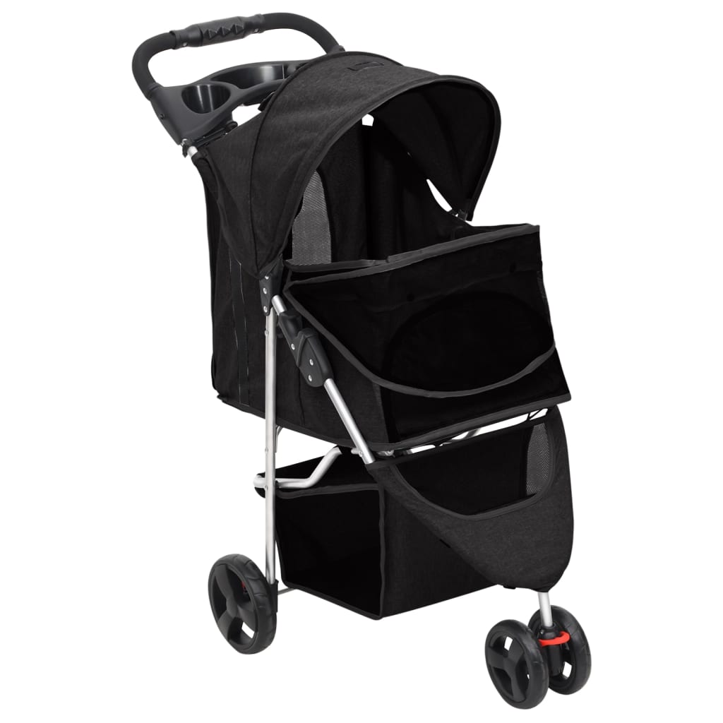 vidaXL Hundewagen Faltbar Schwarz 80x46x98 cm Oxford-Gewebe