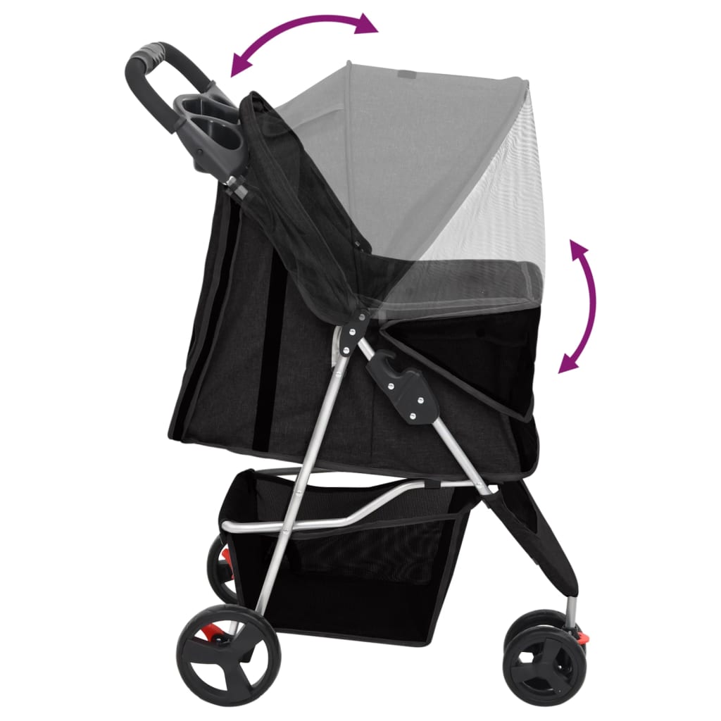 vidaXL Hundewagen Faltbar Schwarz 80x46x98 cm Oxford-Gewebe