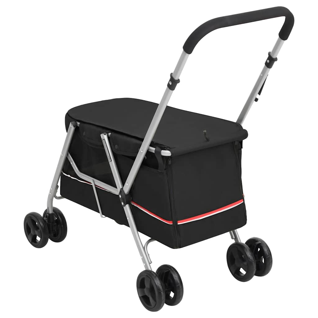vidaXL Hundewagen Faltbar Schwarz 100x49x96 cm Leinenstoff
