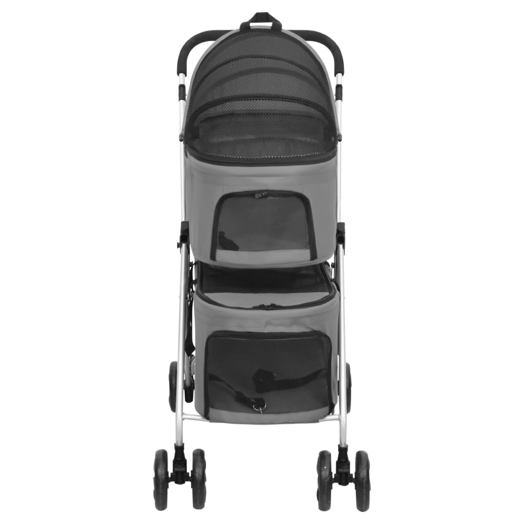 vidaXL Hundewagen für 2 Hunde Faltbar Grau 83x48x97 cm Oxford-Gewebe
