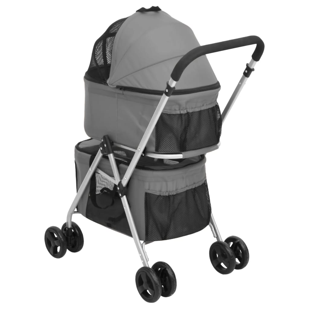 vidaXL Hundewagen für 2 Hunde Faltbar Grau 83x48x97 cm Oxford-Gewebe
