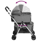 vidaXL Hundewagen für 2 Hunde Faltbar Grau 83x48x97 cm Oxford-Gewebe
