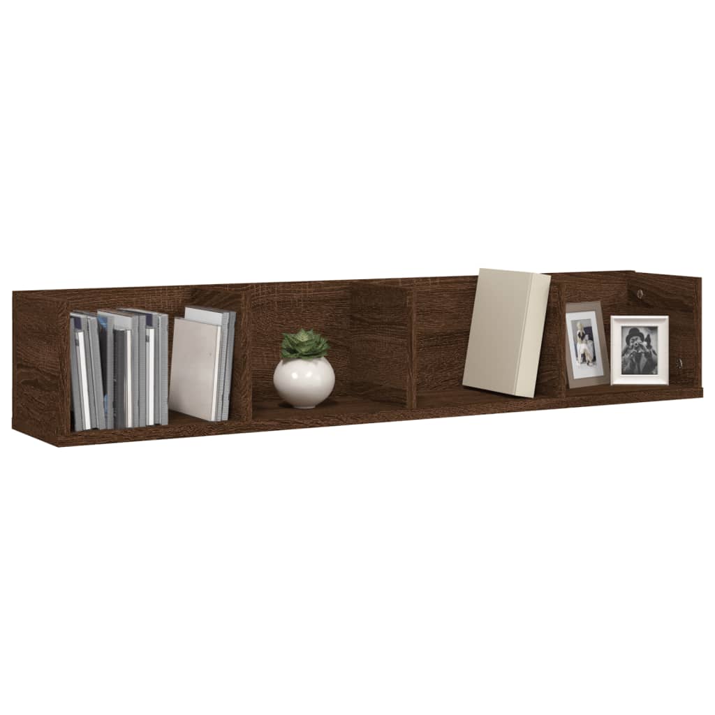 vidaXL CD-Wandregal Braun Eichen-Optik 100x18x18 cm Holzwerkstoff