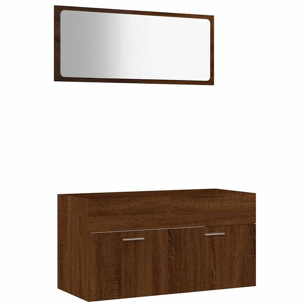 vidaXL 2-tlg. Badmöbel-Set Braun Eichen-Optik Holzwerkstoff