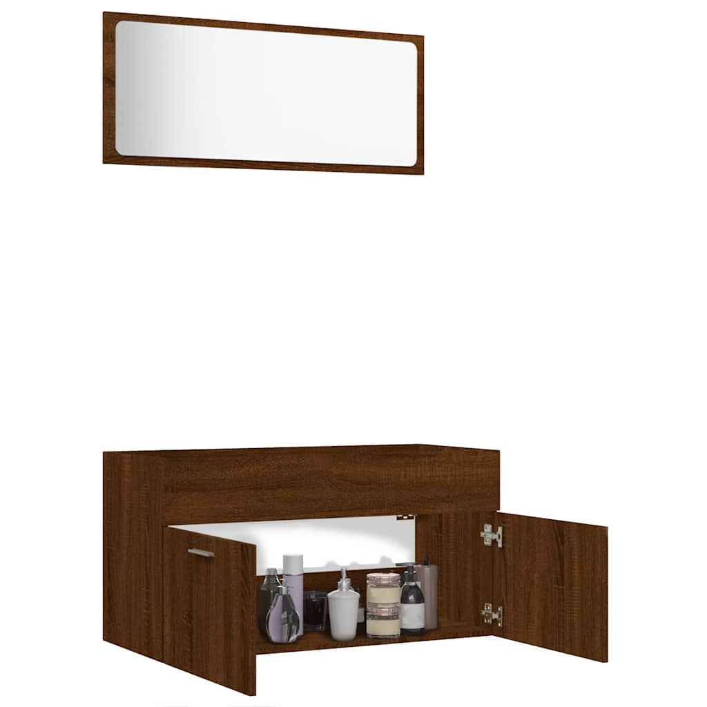 vidaXL 2-tlg. Badmöbel-Set Braun Eichen-Optik Holzwerkstoff