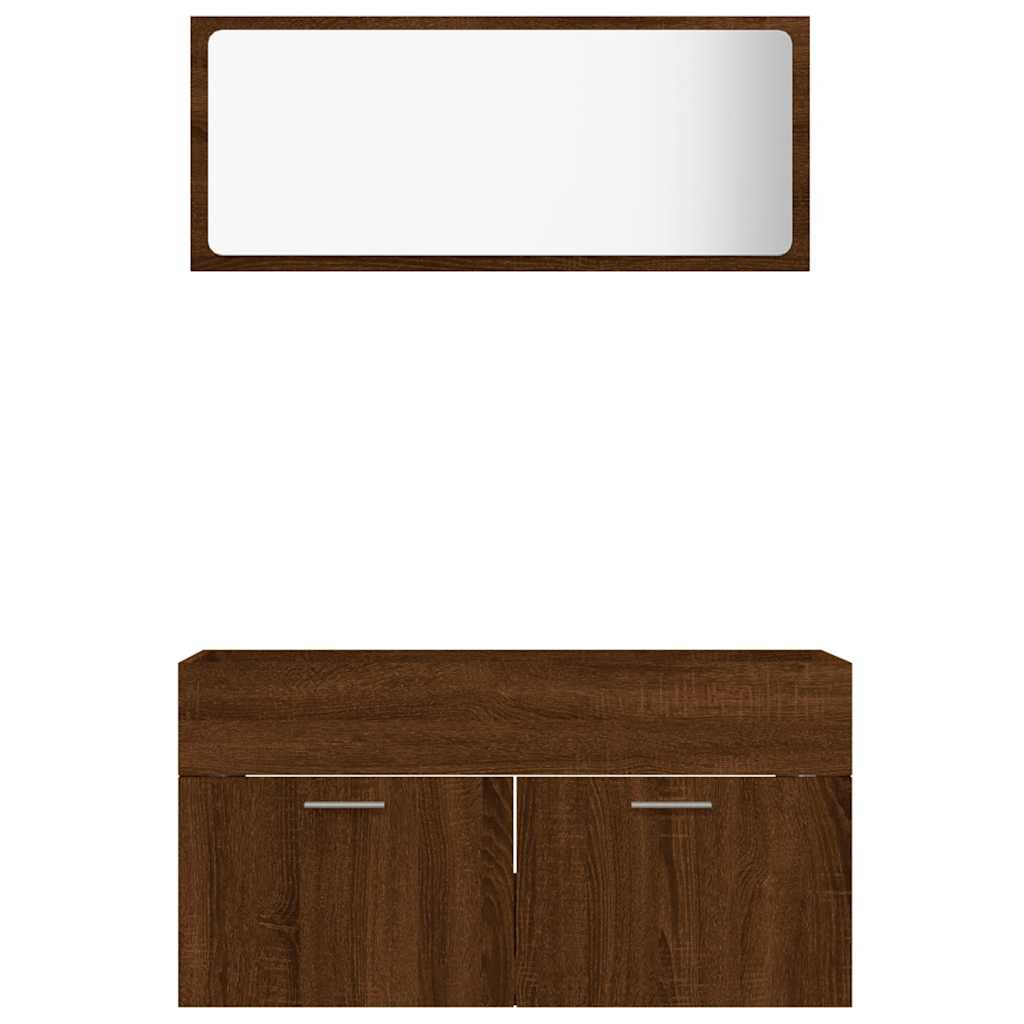 vidaXL 2-tlg. Badmöbel-Set Braun Eichen-Optik Holzwerkstoff