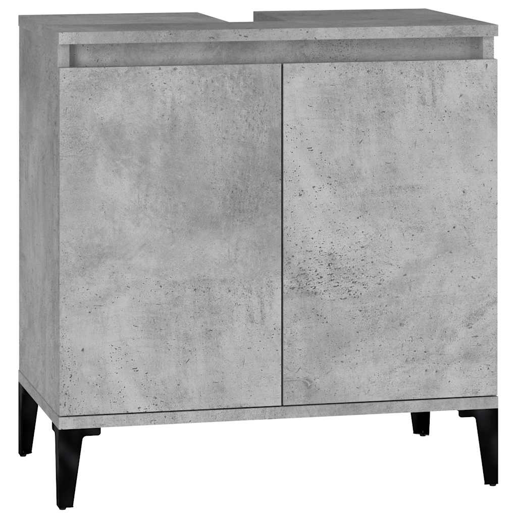 vidaXL Waschbeckenunterschrank Betongrau 58x33x60 cm Holzwerkstoff