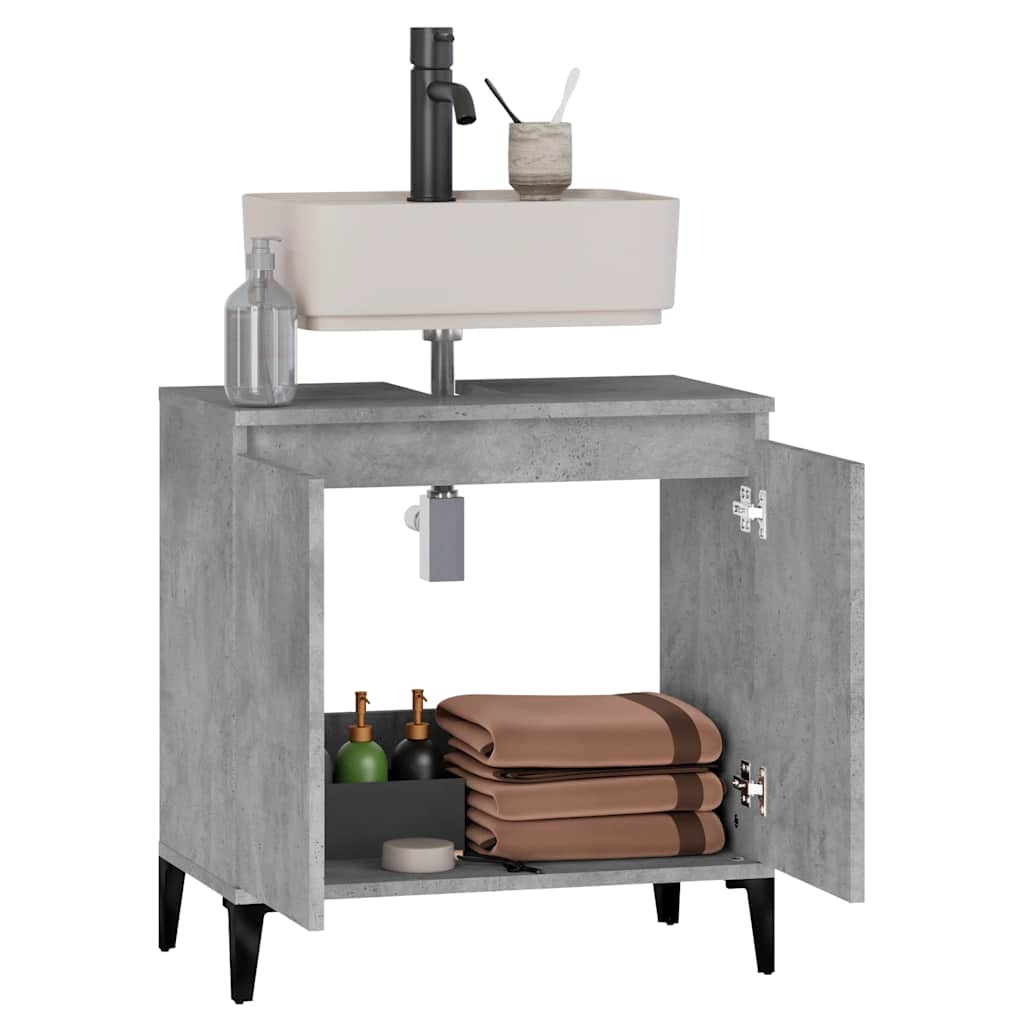 vidaXL Waschbeckenunterschrank Betongrau 58x33x60 cm Holzwerkstoff