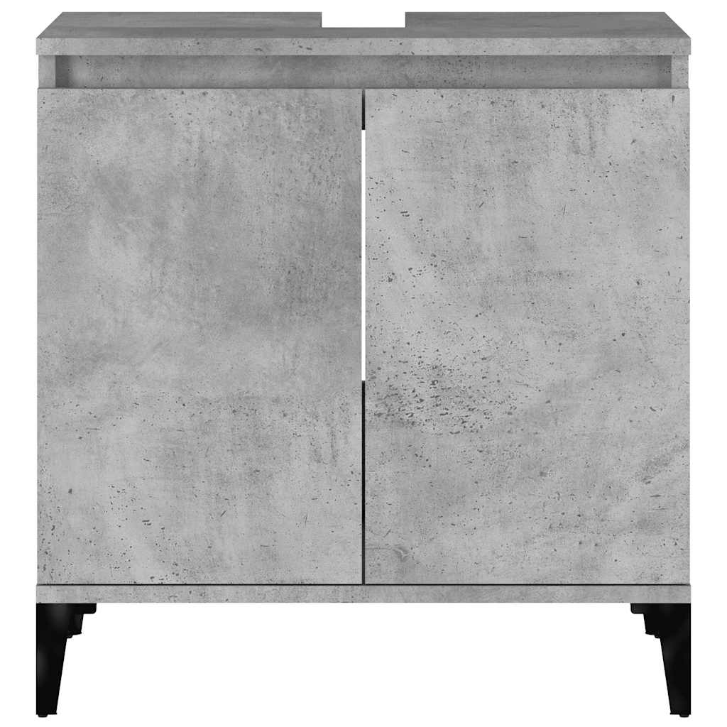 vidaXL Waschbeckenunterschrank Betongrau 58x33x60 cm Holzwerkstoff